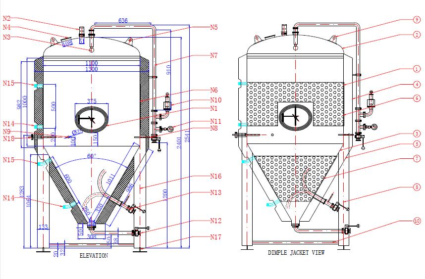 1000L Dimple Jacket SUS304 Vertical Isobaric Insulated Beer Fermenting ...